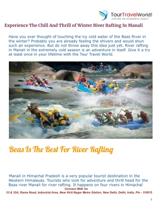 Experience The Chill And Thrill of Winter River Rafting In Manali