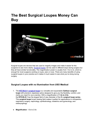 The Best Surgical Loupes Money Can Buy