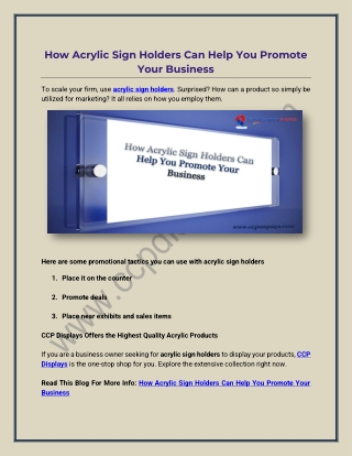 How Acrylic Sign Holders Can Help You Promote Your Business