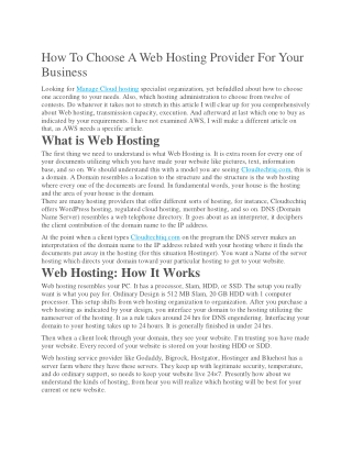 How To Choose A Web Hosting Provider For Your Business