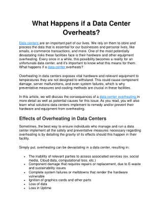 What Happens if a Data Center Overheats
