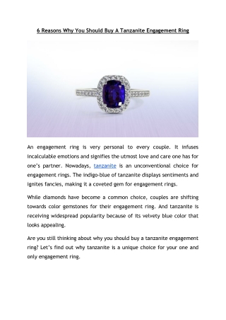 Tips For Buying Tanzanite Engagement Ring