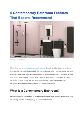 5 Contemporary Bathroom Features That Experts Recommend