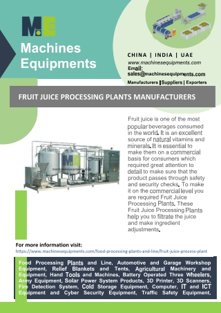 Fruit Juice Processing Plants Manufacturers