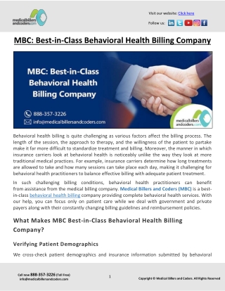 MBC: Best-in-Class Behavioral Health Billing Company