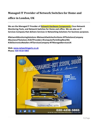 Managed IT Provider of Network Switches for Home and office in London, UK