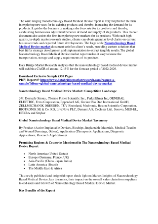 Nanotechnology Based Medical Device Market