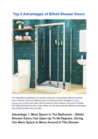 Top 5 Advantages of Bifold Shower Doors