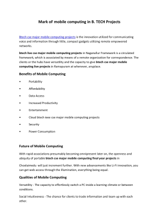 Mark oF mobile computing in B. TECH Projects