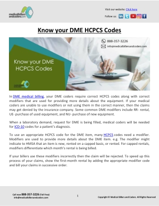 Know your DME HCPCS Codes