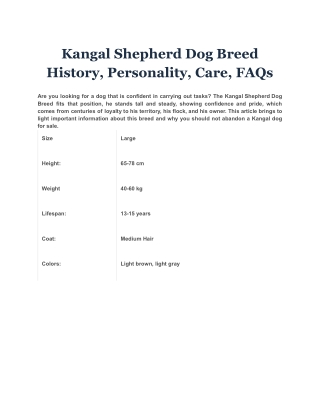 Kangal Shepherd Dog Breed History, Personality, Care, FAQs
