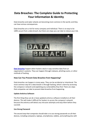 Data Breaches The Complete Guide to Protecting Your Information & Identity