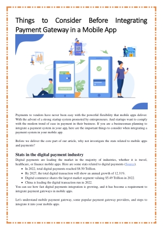 Top Things To Consider Before Integrating Payment Gateway in a Mobile App