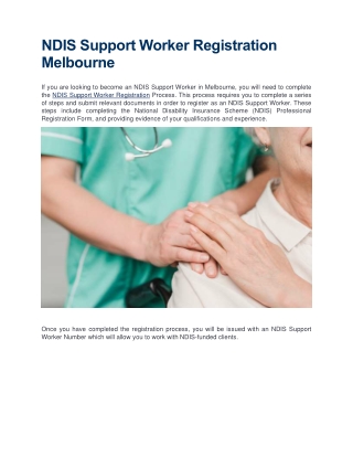 NDIS Support Worker Registration Melbourne