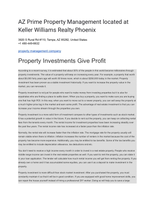 AZ Prime Property Management located at Keller Williams Realty Phoenix