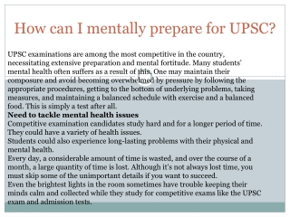 How can I mentally prepare for UPSC