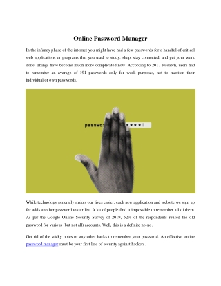 Online Password Manager