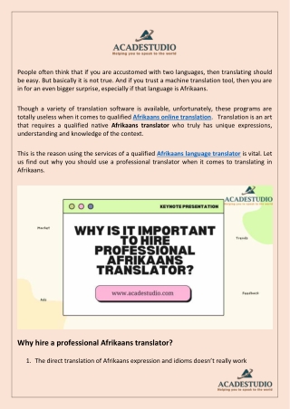 Why hire a professional Afrikaans translator