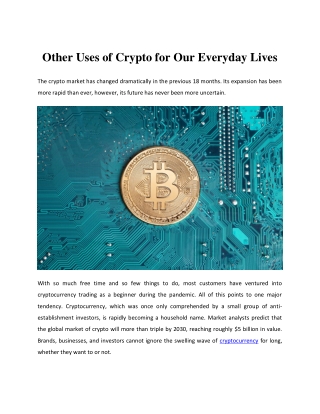 Other Uses of Crypto for Our Everyday Lives