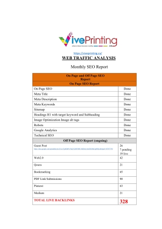 VIVE PRINTING CA NOV MONTHLY REPORT