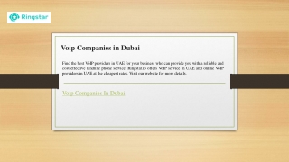 Voip Companies in Dubai  Ringstar.io