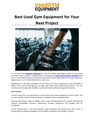 Best Used Gym Equipment for Your Next Project