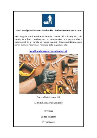 Local Handyman Services London Uk Codeexmaintenance