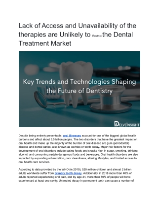 Evaluating the Key Trends and Technologies Shaping the Future of Dentistry