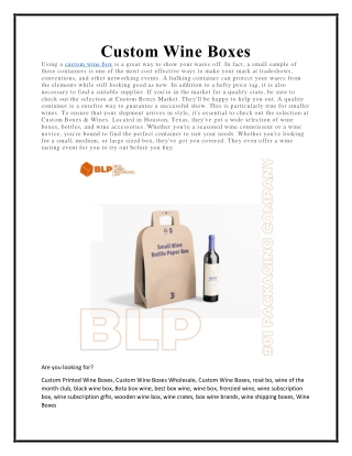 black wine box| Custom Wine Boxes Wholesale| Custom Printed Wine Boxes