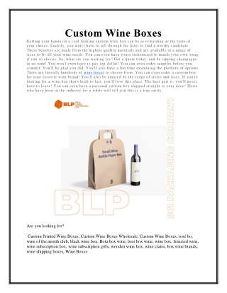 Custom Printed Wine Boxes| black wine box| Custom Wine Boxes Wholesale
