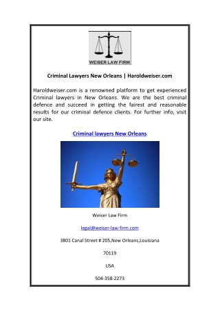 Criminal Lawyers New Orleans  Haroldweiser.com