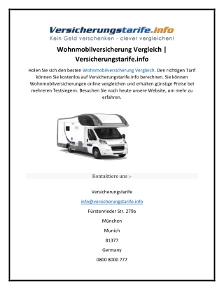 Wohnmobilversicherung Vergleich  Versicherungstarife.info