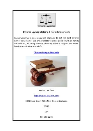 Divorce Lawyer Metairie Haroldweiser.com