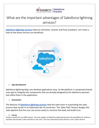 What are the important advantages of Salesforce lightning services?