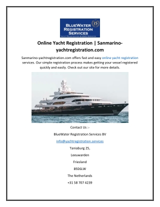 Online Yacht Registration  Sanmarino-yachtregistration.com