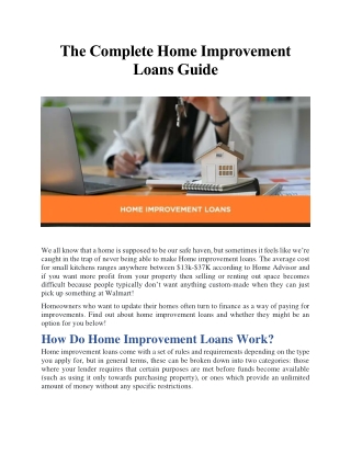 The Complete Home Improvement Loans Guide