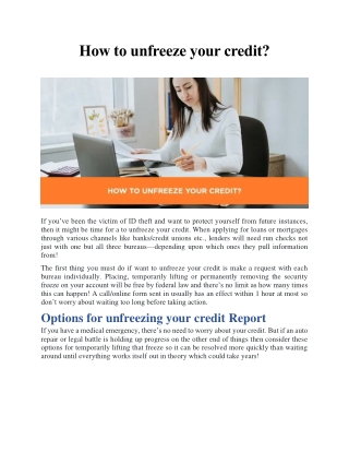 How to unfreeze your credit?