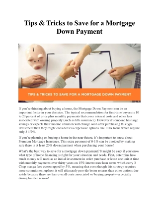 Tips & Tricks to Save for a Mortgage Down Payment