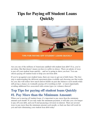 Tips for Paying off Student Loans Quickly