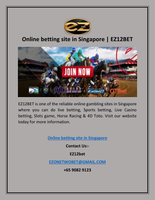 Online betting site in Singapore | EZ12BET