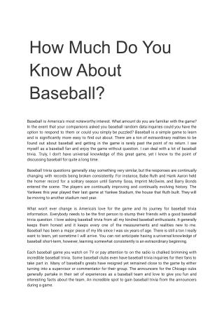 How Much Do You Know About Baseball