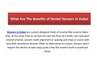 What Are The Benefits of Dental Veneers in Dubai