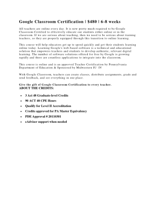 Google Classroom Certification