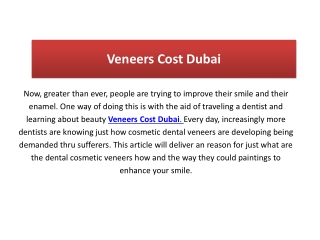 Veneers Cost Dubai