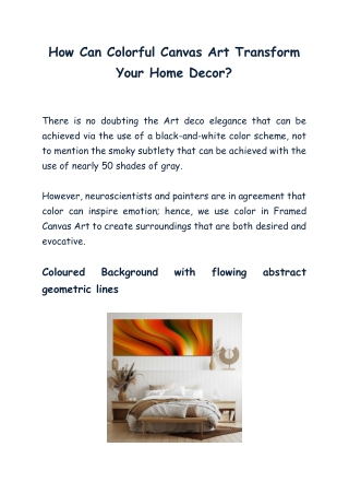 How Can Colorful Canvas Art Transform Your Home Decor