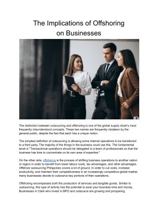 The Implications of Offshoring on Businesses