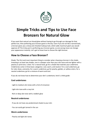 Simple Tricks and Tips to Use Face Bronzers for Natural Glow