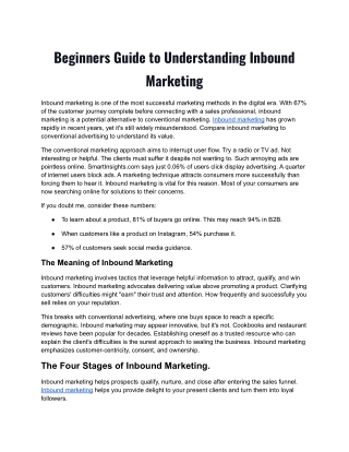 Beginners guide to understand Inbound Marketing.