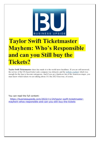 Taylor Swift Ticketmaster Mayhem  Who’s Responsible and can you Still buy the Tickets