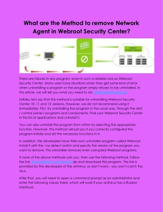 What are the Method to remove Network Agent in Webroot Security Center